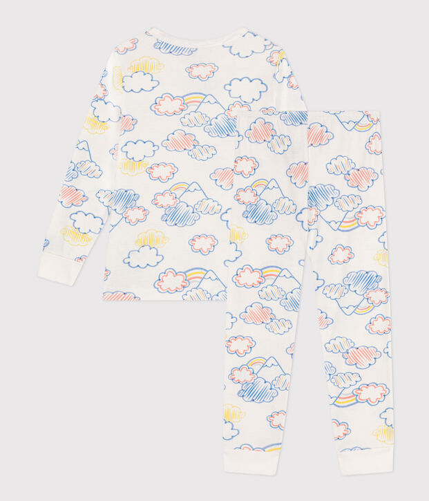 Children's Cotton Cloud and Rainbow Print Pyjamas white/multicolor
