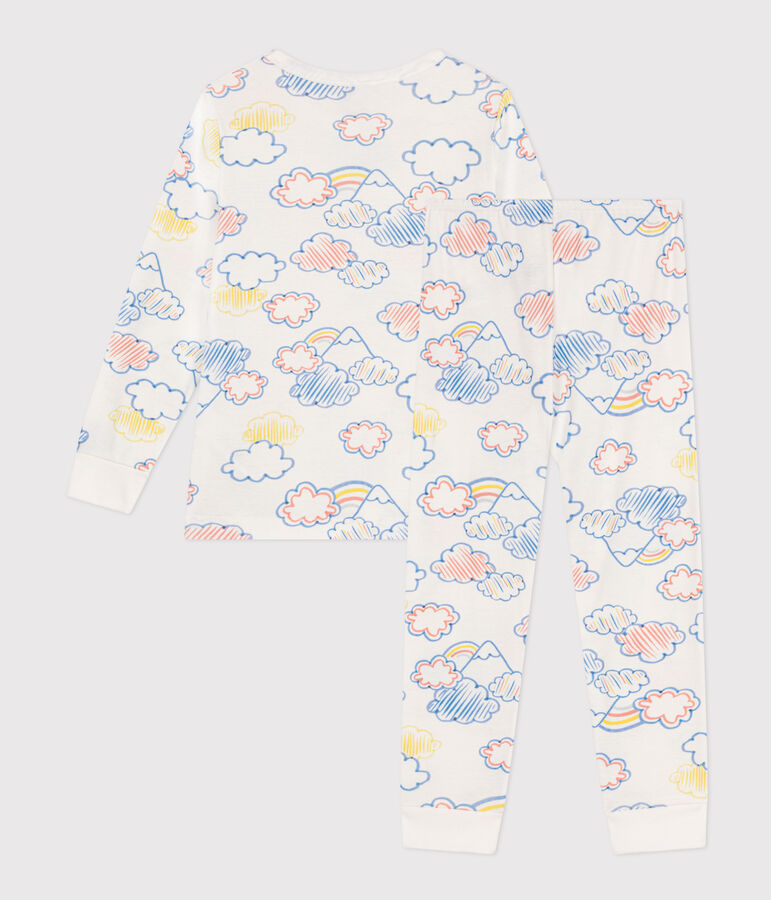 Children's Cotton Cloud and Rainbow Print Pyjamas white/multicolor