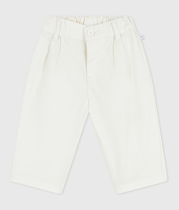 Babies' plain twill trousers white