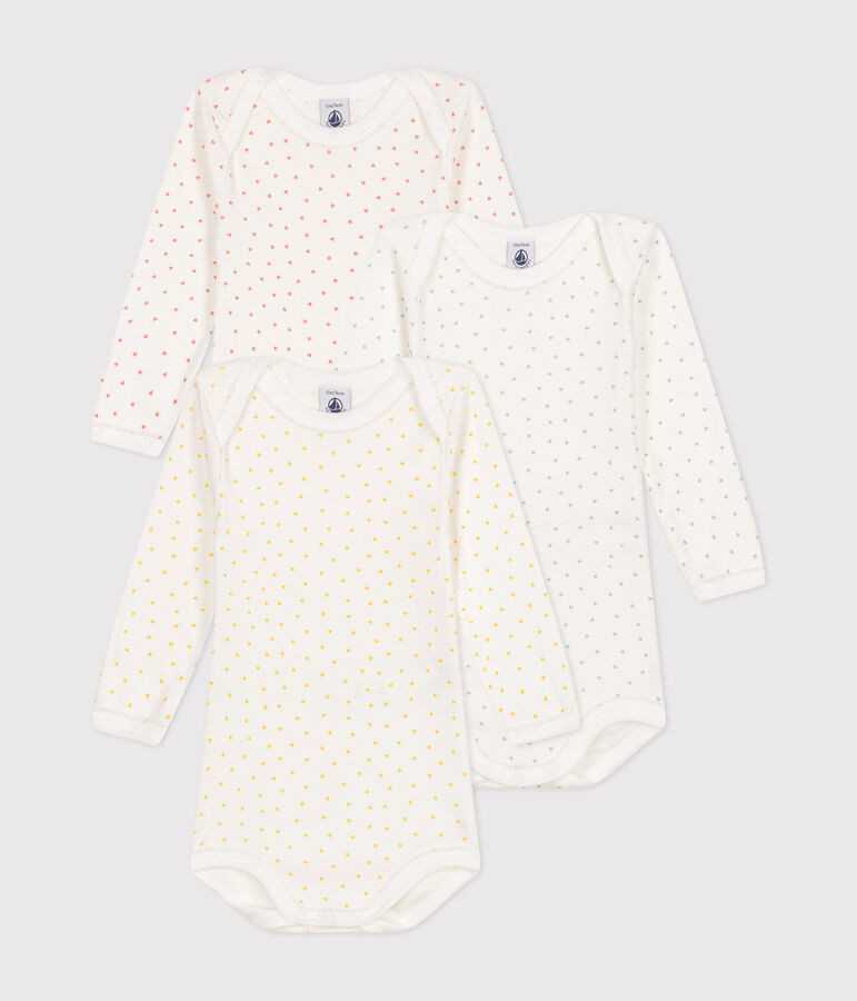 Babies' Heart Patterned Long-Sleeved Cotton Bodysuits - 3-Pack variante 1