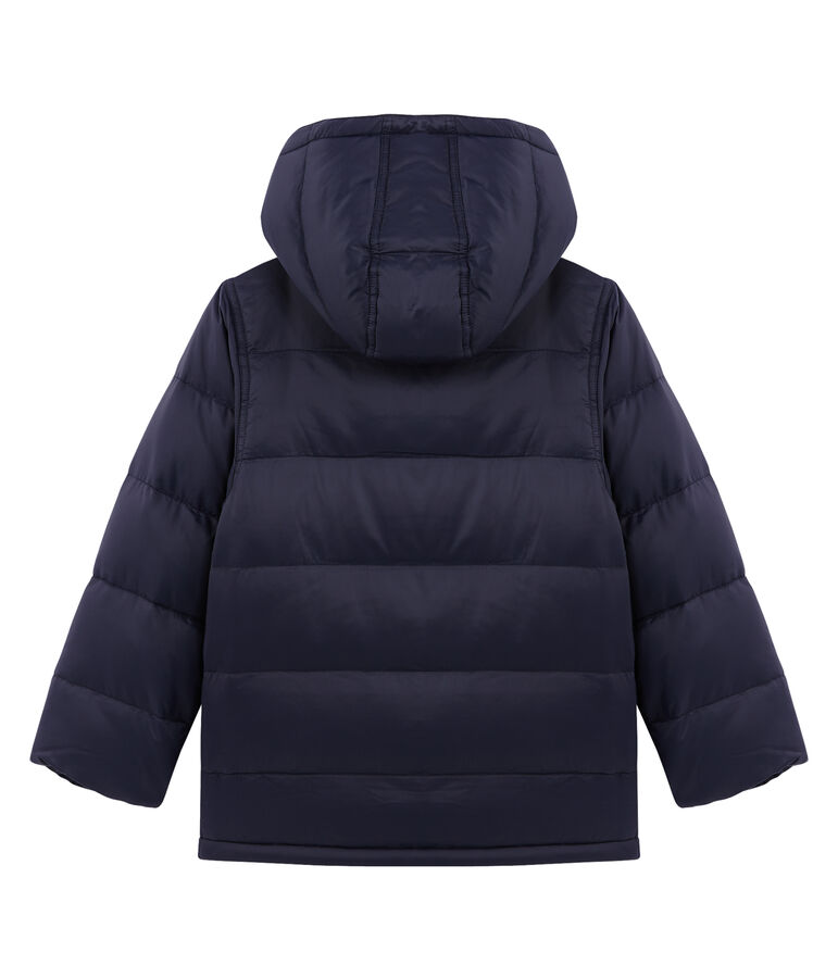 Boys' water-resistant lined anorak SMOKING blue