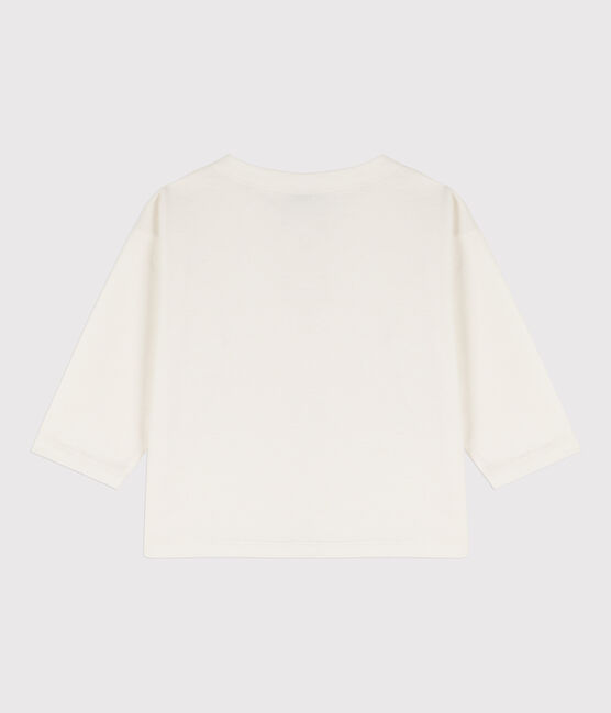 Babies' Long-Sleeved Cotton T-shirt MARSHMALLOW white