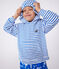 Children's unisex stripy cotton terry hoodie MARSHMALLOW blue/PORCELANA