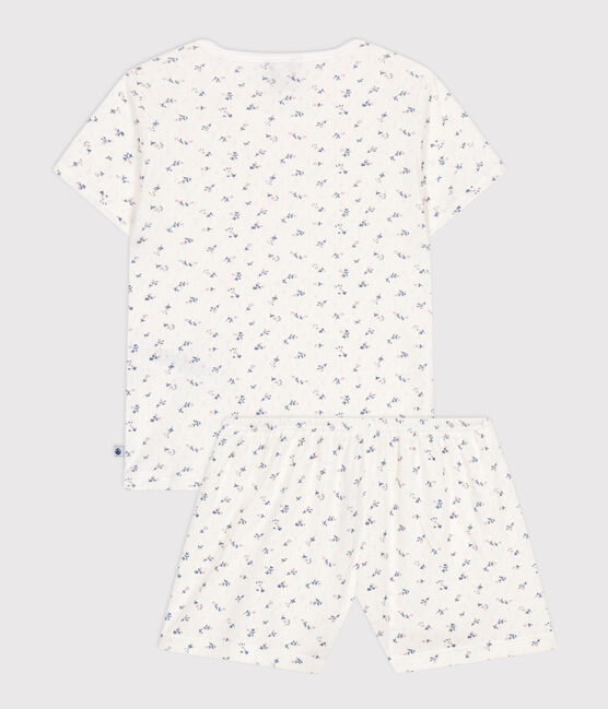Children's short floral-print openwork cotton pyjamas MARSHMALLOW white/MULTICO white