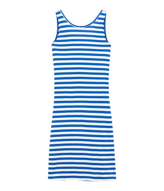 Women's dress PERSE blue/MARSHMALLOW white