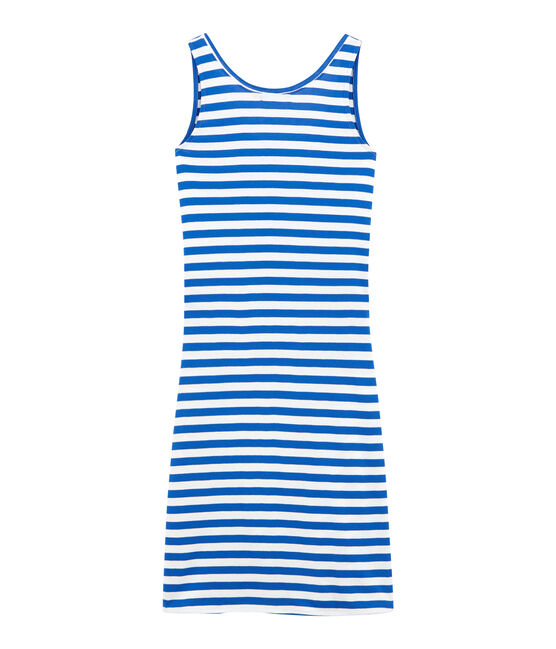Women's dress PERSE blue/MARSHMALLOW white
