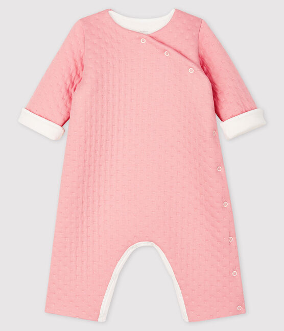 Babies' Long Jumpsuit in Quilted Tube Knit CHARME pink
