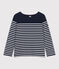 Women's long-sleeved cotton Breton top SMOKING blue/MARSHMALLOW white