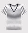 Women's Iconic Cotton V-Neck T-Shirt MARSHMALLOW white/SMOKING blue