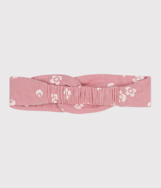Bandeau bébé en gaze de coton imprimé fleurs CHARME pink/MARSHMALLOW white