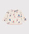 Babies' long-sleeved fine jersey T-shirt MONTELIMAR beige/MULTICO white