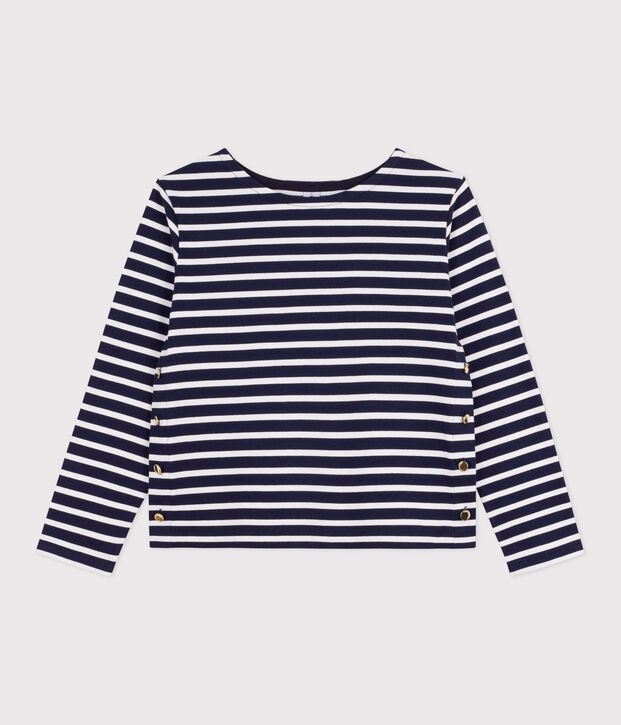 Women's stripy cotton Breton top blue/white