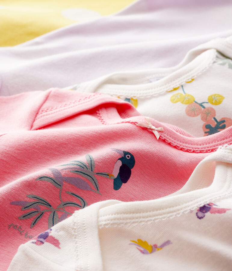 Baby girls' long-sleeved bodysuit - Set of 5 multicolor