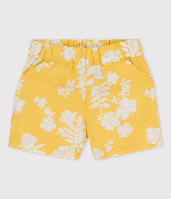 Babies' Poplin Hawaii Print Shorts ORGE yellow/MARSHMALLOW white