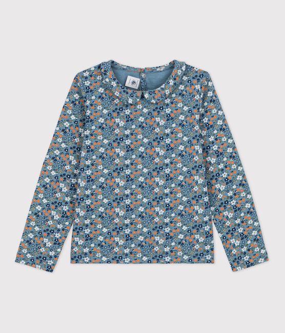 Girls' Long-Sleeved Floral Cotton T-Shirt ROVER /MULTICO