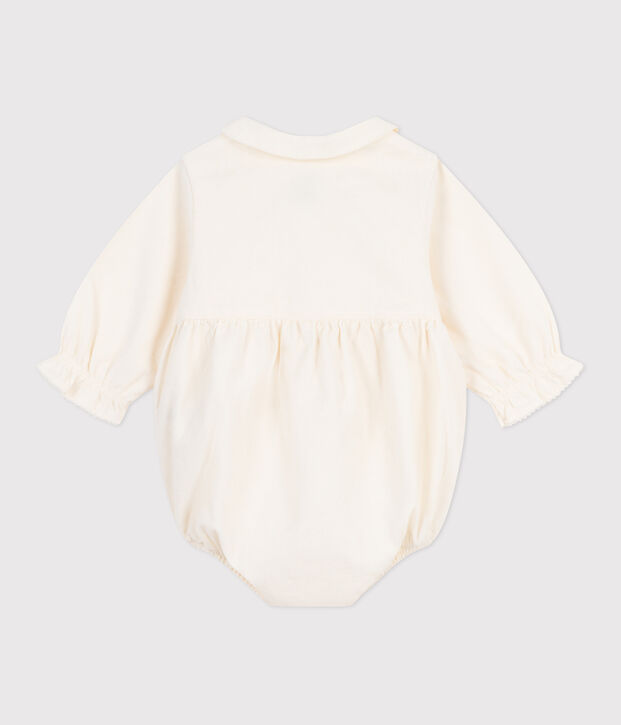 Babies' special occasion playsuit in embroidered corduroy MILK