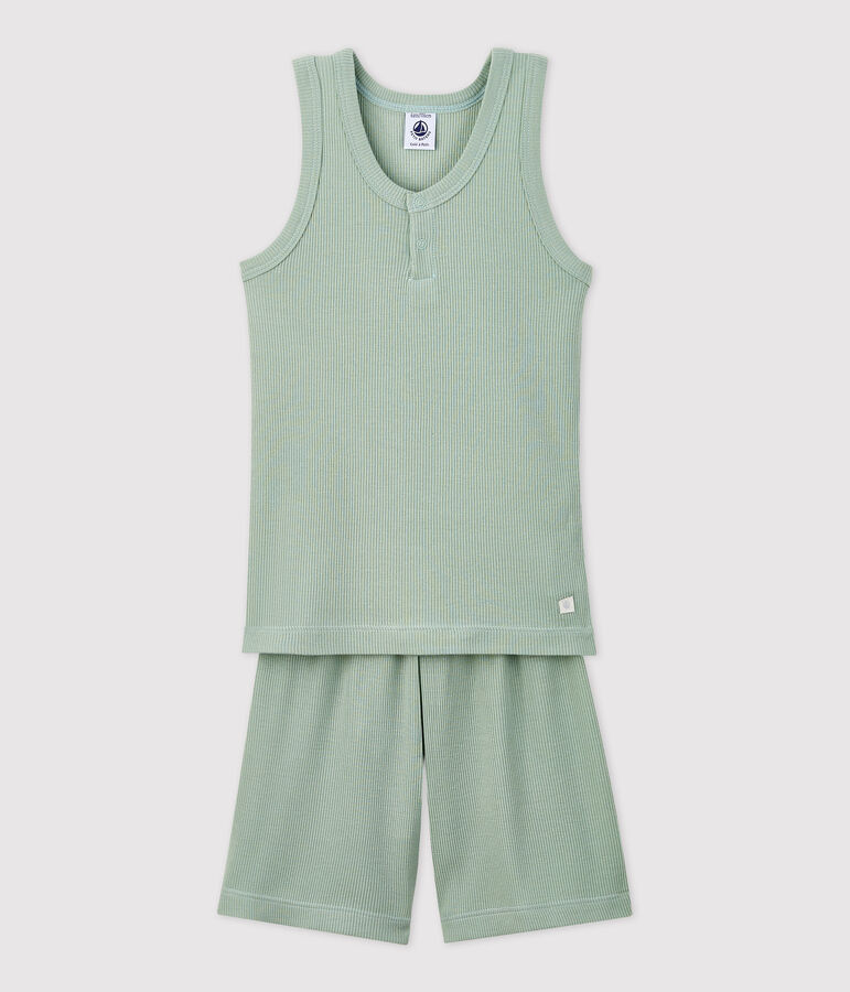 Boys' Plain Jade Cotton Lyocell Short Pyjamas green