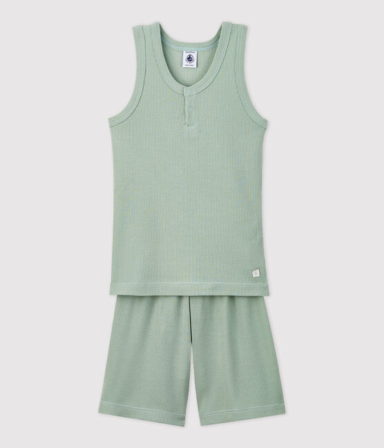 Boys' Plain Jade Cotton Lyocell Short Pyjamas HERBIER green