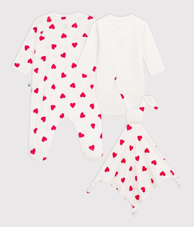 Newborn babies' heart-print cotton gift box multicolor