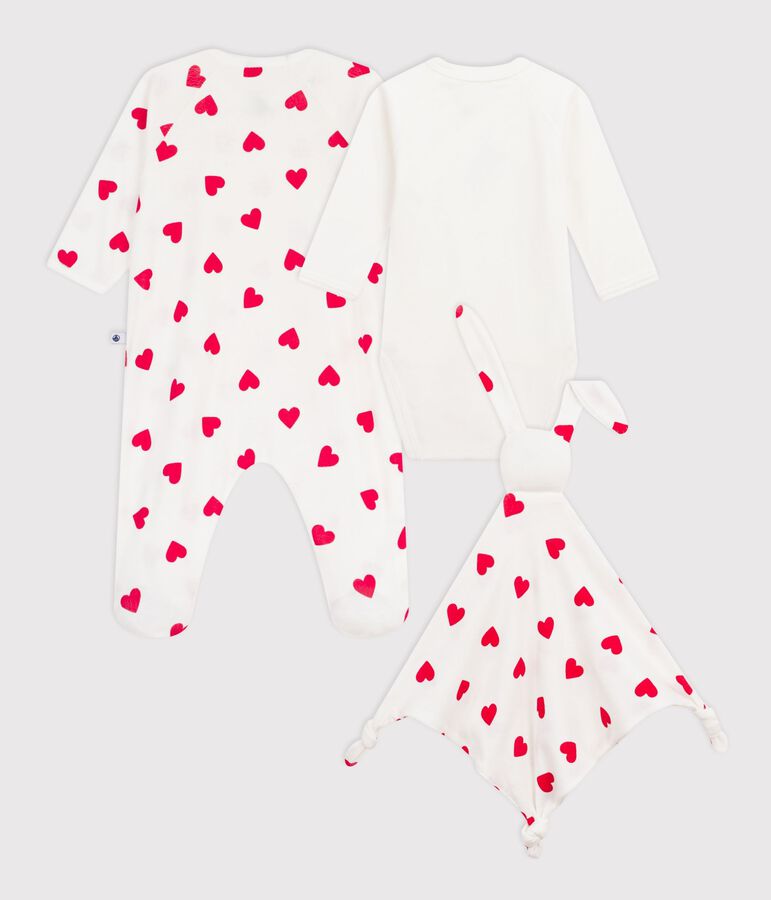 Newborn babies' heart-print cotton gift box multicolor