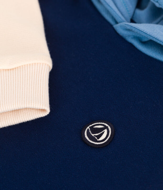 Children's plain cotton hoodie blue/multicolor