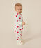 Babies' heart patterned footless cotton sleepsuit white/red