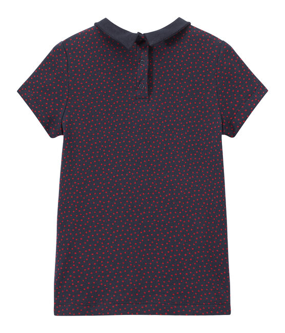 Girl's tee with Peter Pan collar SMOKING blue/TERKUIT red