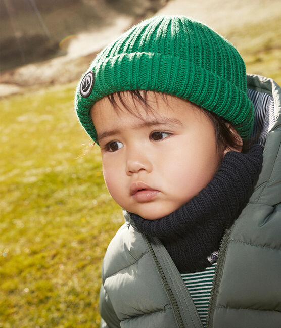 Babies' Knit Hat with Recycled Fleece Lining MATCHA