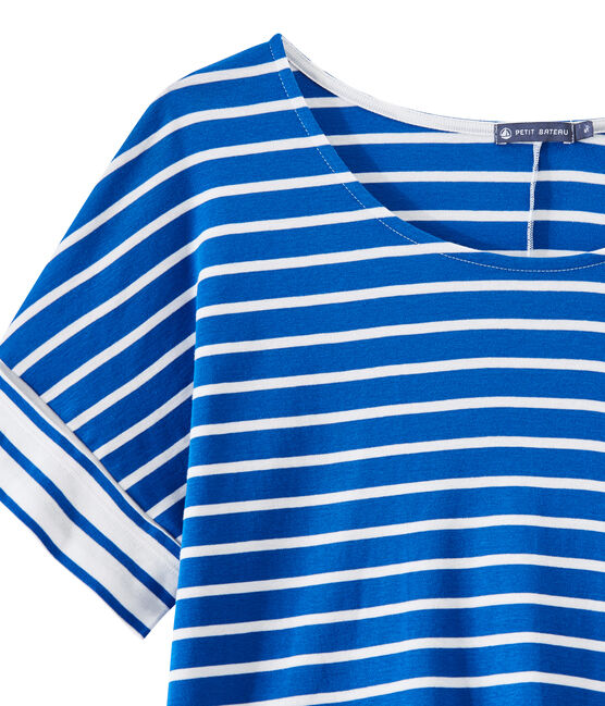 Women's striped oversized tee PERSE blue/MARSHMALLOW white