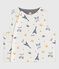 Babies' sleeveless reversible printed cotton cardigan MARSHMALLOW /ADRIATIC