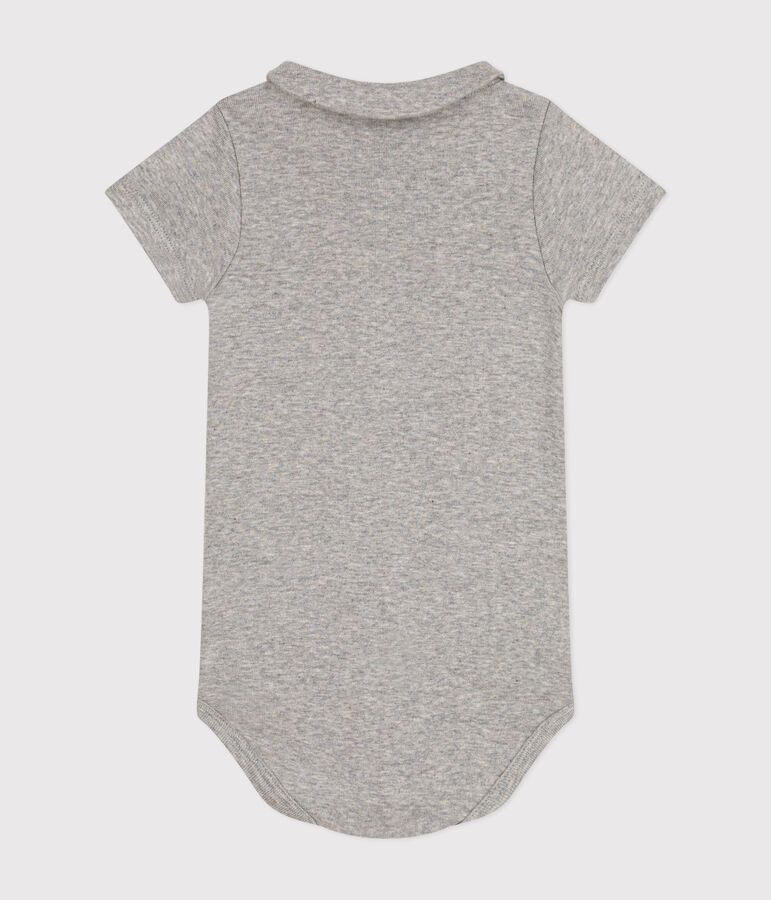 Babies' Short-Sleeved Cotton Bodysuit with Peter Pan Collar grey