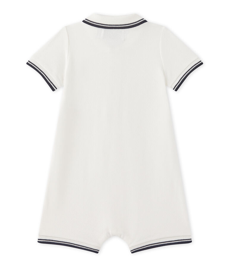 Baby boys' short dungaree in piqu&eacute; jersey white