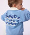 Babies' cotton sweatshirt embroidered with a seagull and a motif at the back FLO blue