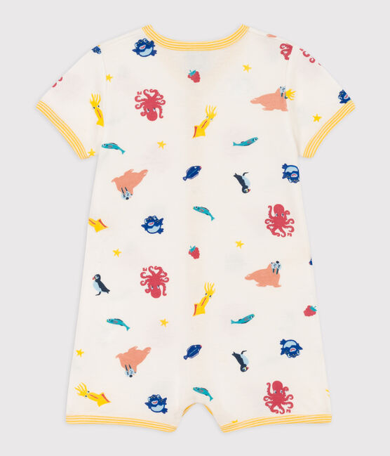 Babies' Cotton Marine Animals Playsuit MARSHMALLOW white/MULTICO white