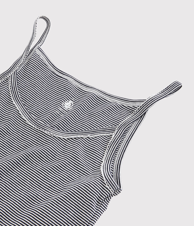 Women's Iconic Strappy Striped Cotton Dress SMOKING blue/MARSHMALLOW white