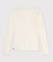 Women's plain wool and cotton t-shirt with wide boat neck MILK