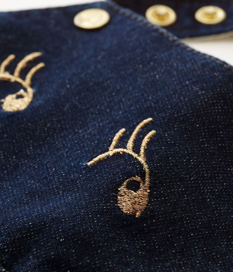 Baby girls' jersey short dungarees MEDIEVAL blue/ECRU CN beige