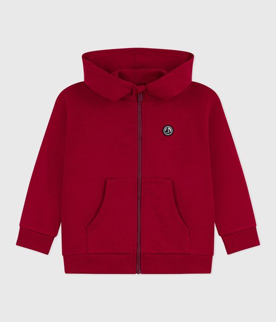 Children's zip-fastened plain cotton sweatshirt AMARANTE