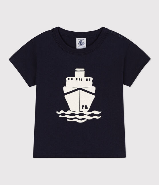 Babies' Short-Sleeved Jersey T-Shirt With Motif SMOKING blue