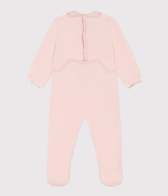 Babies' Plain Pink Velour Pyjamas SALINE pink