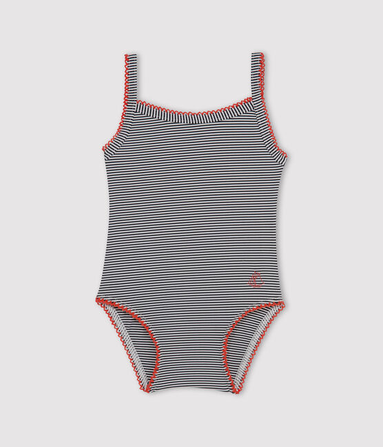 Baby Girls' Pinstriped One-Piece Swimsuit ABYSSE blue/LAIT white