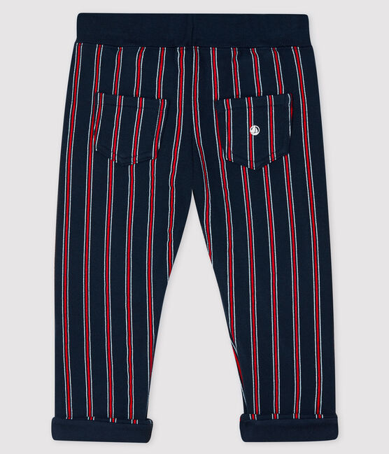 Baby boy's fleece trousers SMOKING blue/MULTICO white