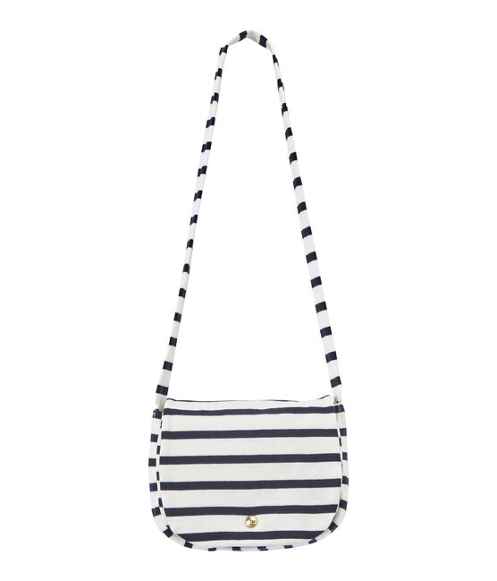 Girl's striped shoulder bag MARSHMALLOW white/SMOKING blue
