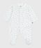 Babies' heart-print cotton pyjama suit with a collar MARSHMALLOW /ADRIATIC