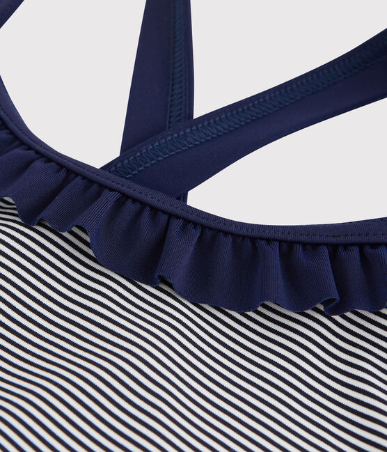 Girls' Swimsuit ABYSSE blue/LAIT white