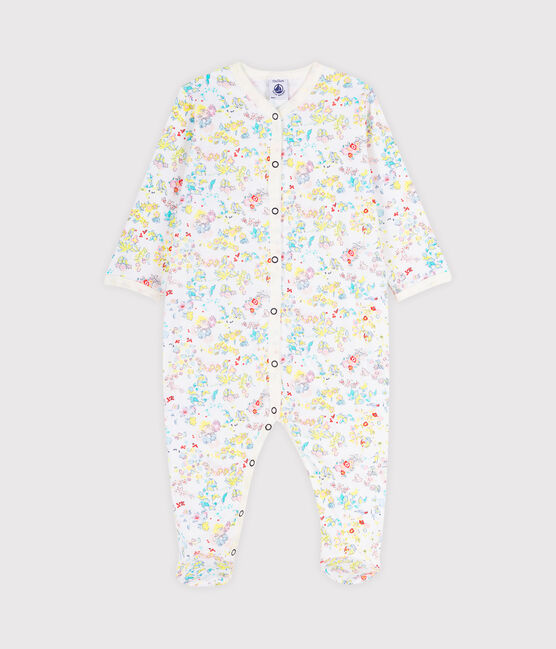 Babies' Ribbed Sleepsuit ECUME white/CITRUS yellow