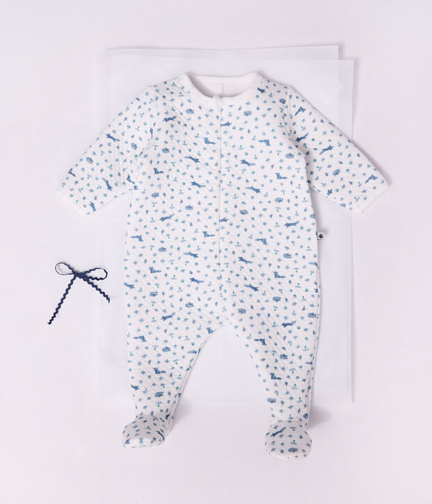 Babies' fox print tube knit pyjama suit white/multicolor