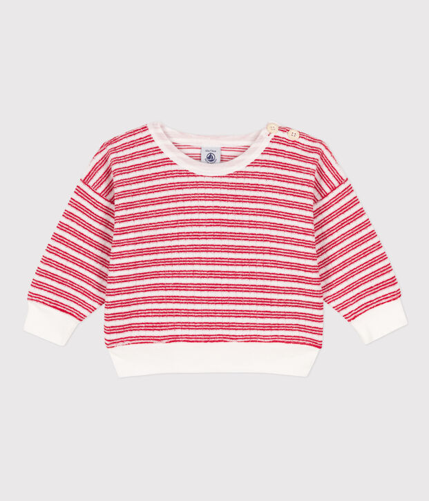 Babies' Striped Terry Sweatshirt white/red