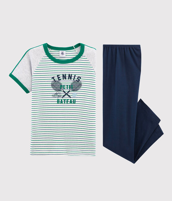 Boys' Short-sleeved Pyjamas MARSHMALLOW white/MULTICO white