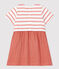 Babies' Organic Thick Jersey and Cotton Gauze Dress MARSHMALLOW white/PAPAYE